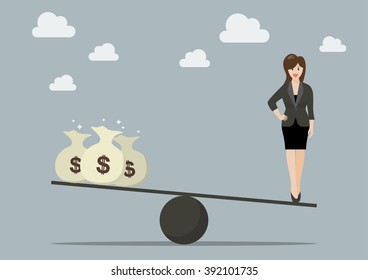 Balancing between work and money. Business Concept