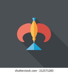 Balancing bird flat icon with long shadow