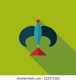 Balancing bird flat icon with long shadow