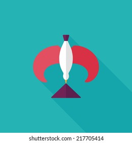 Balancing bird flat icon with long shadow