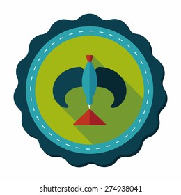 Balancing bird flat icon with long shadow