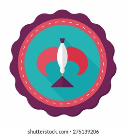 Balancing bird flat icon with long shadow