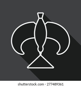 Balancing bird flat icon with long shadow, line icon
