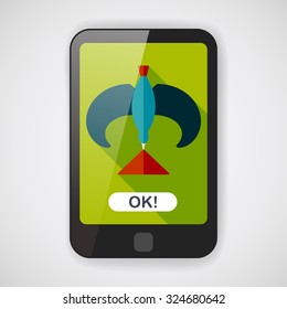 Balancing bird flat icon with long shadow