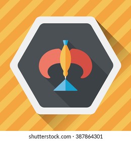 Balancing bird flat icon with long shadow