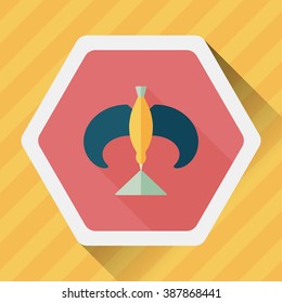 Balancing bird flat icon with long shadow
