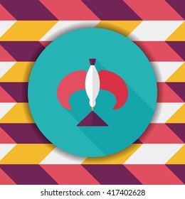 Balancing bird flat icon with long shadow