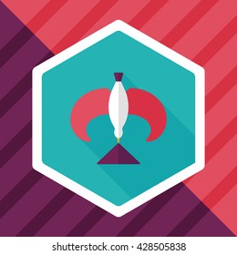 Balancing bird flat icon with long shadow