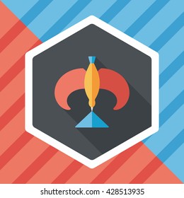 Balancing bird flat icon with long shadow