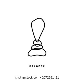 Modos negros equilibrados dibujados a mano. Conexión geométrica simple de los sentimientos y conciencia de la iluminación con tranquilidad psicológica. Belleza del equilibrio en abstracción vectorial natural