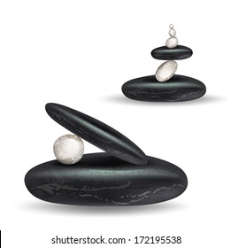 balancing black and white zen spa stones