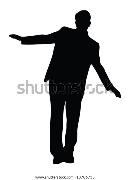 Balancing Business Man Silhouette Isolated Over Stock Vector (Royalty ...