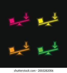 Balancing Data four color glowing neon vector icon