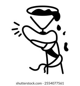 Balancing glass with foot, hand drawn icon 


