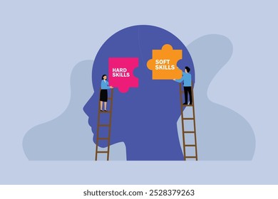 Balancing Hard Skills and Soft Skills for Personal Development 2d flat vector illustration
