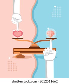 balancing heart and brain concept