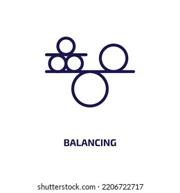 icono de equilibrio de la actividad y la colección de hobbies. Balanceo lineal delgado, balance, icono de contorno de negocio aislado en fondo blanco. Signo de equilibrio de vector de línea, símbolo para web y móvil