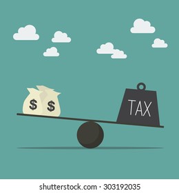 Balancing with income and tax. Business Concept