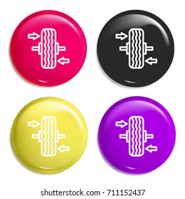 Balancing multi color glossy badge icon set. Realistic shiny badge icon or logo mockup
