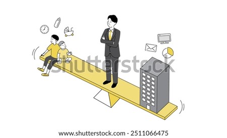 Balancing Parenting and Work: Vector Illustration of Work-Life Balance Challenges