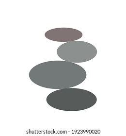 Balancing a pebble on top of a stone. vector illustration isolated on white background