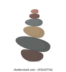 Balancing a pebble on top of a stone. vector illustration isolated on white background