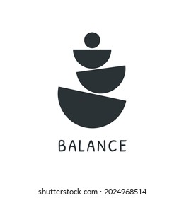 Balancing a pebble on top of a stone. vector illustration isolated on white background
