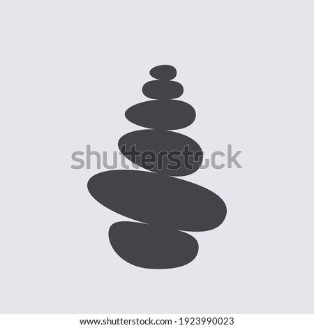 Balancing a pebble on top of a stone. vector illustration isolated on white background