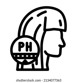 ph de equilibrio del vector de icono de línea de cuero cabelludo. señal de equilibrio de ph del cuero cabelludo. símbolo de contorno aislado ilustración negra