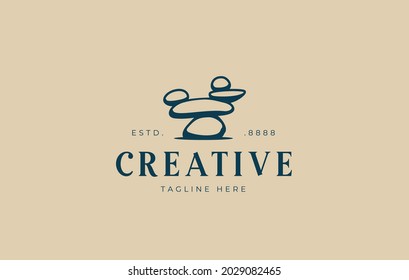 Balancing Rock Logo Design Template. Balanced stacked stone design. Creative Vector Icon Design Concept.