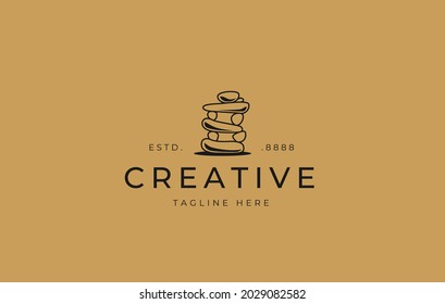 Balancing Rock Logo Design Template. Balanced stacked stone design. Creative Vector Icon Design Concept.