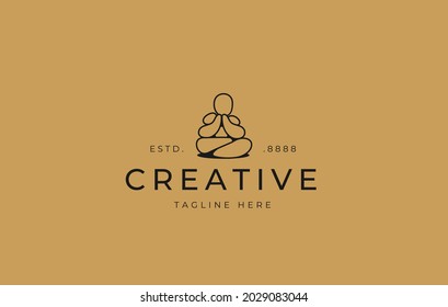 Balancing Rock People Abstract Logo Design Template. Balancing Stone People Design. Creative Line Vector Icon Concept.