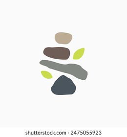 balanceo piedra zen piedras de hoja logo Vector icono ilustración