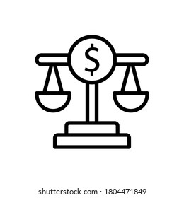 Escala de equilibrio, icono del juez. Línea simple, contorno de elementos vectores de iconos económicos para ui y ux, sitio web o aplicación móvil
