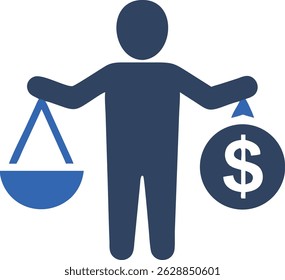 Balancing scales and dollar sign depicting finance and economic concepts abstractly