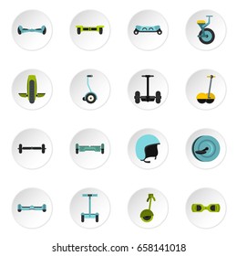 Balancing scooter icons set in flat style isolated vector icons set illustration