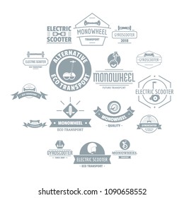 Balancing scooter logo icons set. Simple illustration of 16 balancing scooter logo vector icons for web