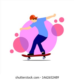 Balancing Skateboarding Man Illustration Vector