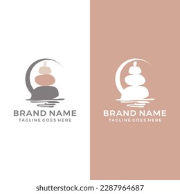 Balancing stone logo, harmony spa design vector template