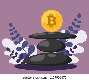 Balancing stones with bitcoins, the concept of stability and balance