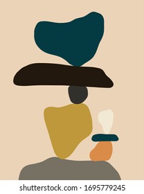 Balancing stones minimalist illustration, vector