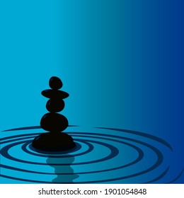 Balancing Steine auf dem Wasser. Vektorgrafik.