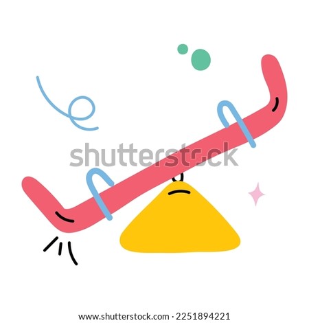 A balancing swing, flat sticker of see saw 