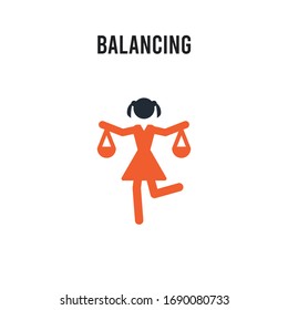 Balancing vector icon on white background. Red and black colored Balancing icon. Simple element illustration sign symbol EPS