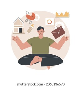 Balancing Work And Family Abstract Concept Vector Illustration. Work And Life Balance, Happy Family, Mom Doing Business, Dad At Home, Kids At Office, Time Management, Freelance Abstract Metaphor.