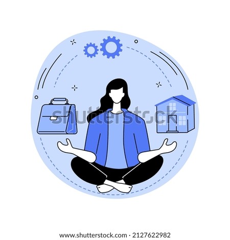Balancing work and family abstract concept vector illustration. Work and life balance, happy family, mom doing business, dad at home, kids at office, time management, freelance abstract metaphor.