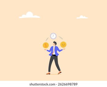 Equilibrar el tiempo de trabajo, ganar dinero y la salud mental para una buena calidad de vida