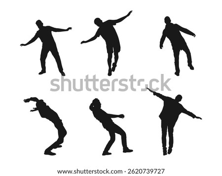 Balancing a young man's silhouette. Silhouette of a young man walking and balancing.