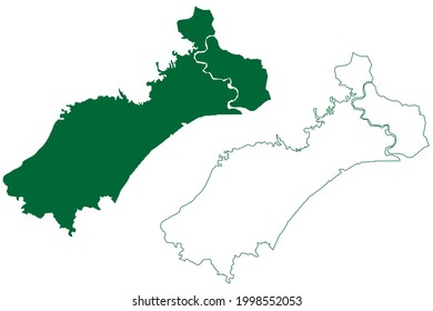Balasore district (Odisha State, Republic of India) map vector illustration, scribble sketch Baleswar or Baleshwar map
