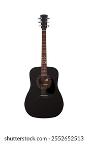  guitarra acústica preta em um fundo branco. vetor